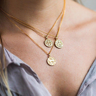 14k Gold Vermeil Horoscope Zodiac Pendant Necklace 60.00 16", Best Seller, Cosmos, Gold, necklace, Personal, under-80