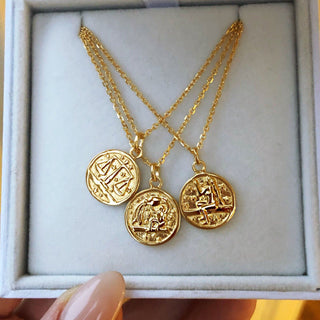 14k Gold Vermeil Horoscope Zodiac Pendant Necklace 60.00 16", Best Seller, Cosmos, Gold, necklace, Personal, under-80