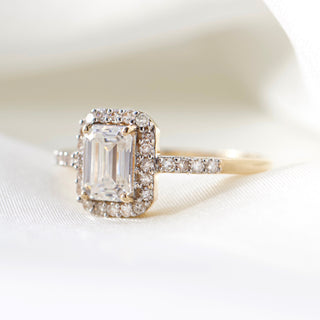 Carrie elizabeth Moissanite and diamond ring in 14k solid gold