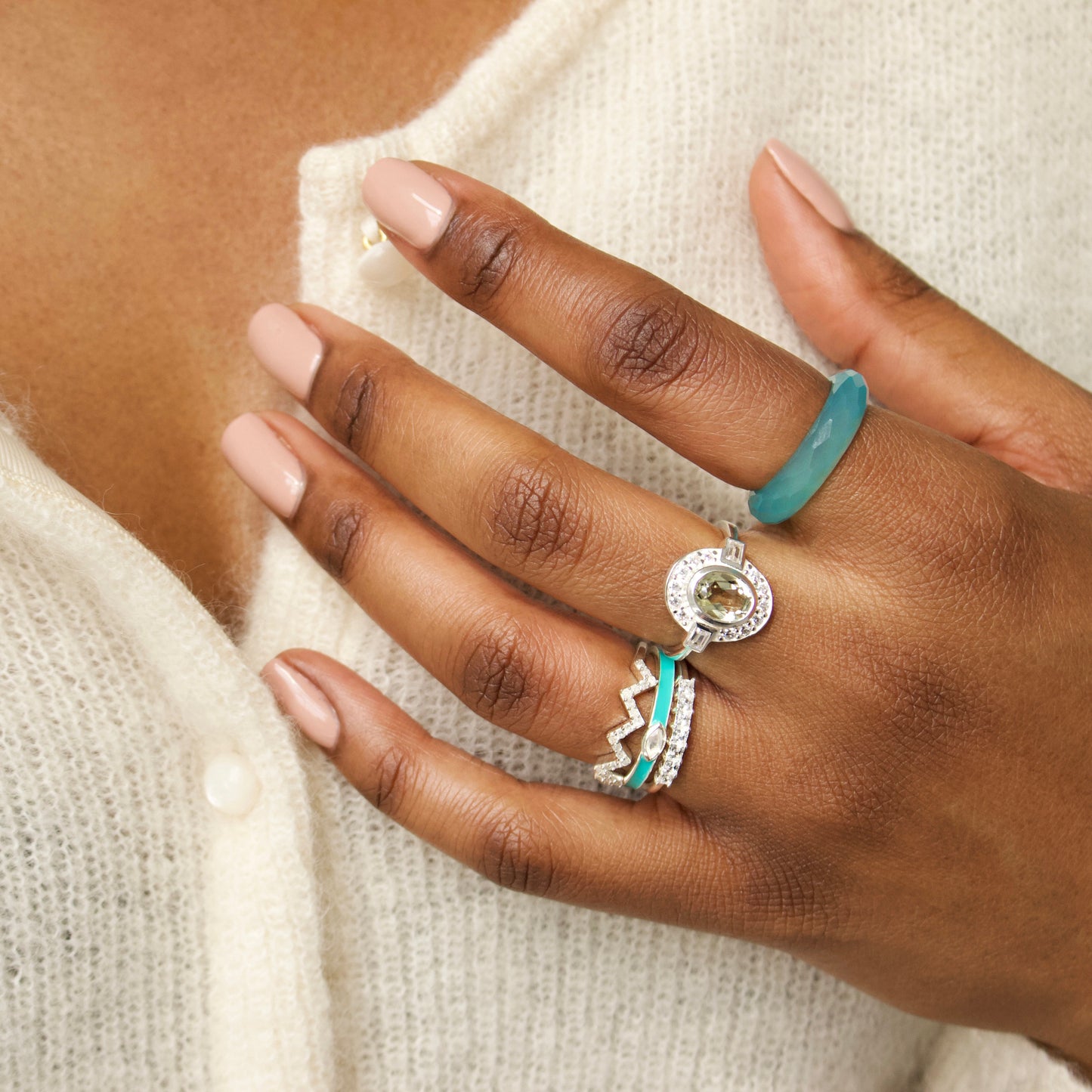 Carrie Elizabeth sparkly silver rings
