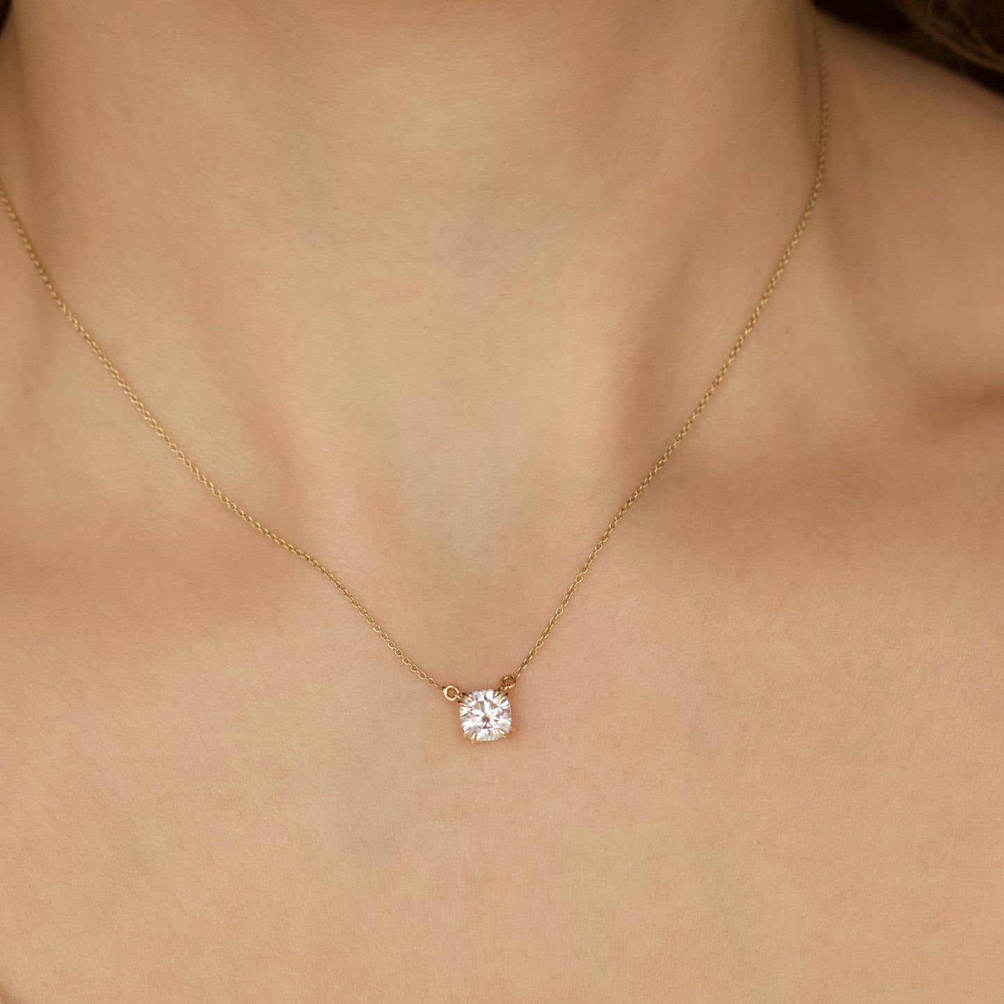 Carrie Elizabeth moissanite claw necklace in solid 9k gold