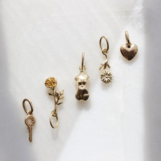Carrie elizabeth birth flower charms 9k solid gold