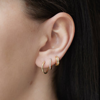 Mini Diamond Hugging Hoops In Gold Vermeil Earrings VJI