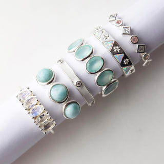 Izar Opal & Diamond Band In Sterling Silver - Ring - Carrie Elizabeth