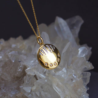 14k Gold Vermeil Shooting Star Diamond Locket Necklace VJI