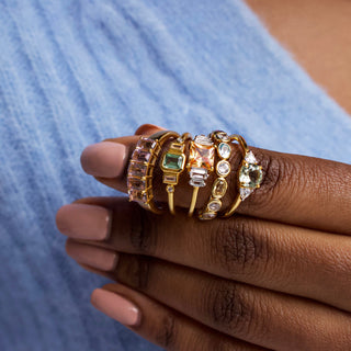Carrie elizabeth green amethyst and cz gold vermeil ring