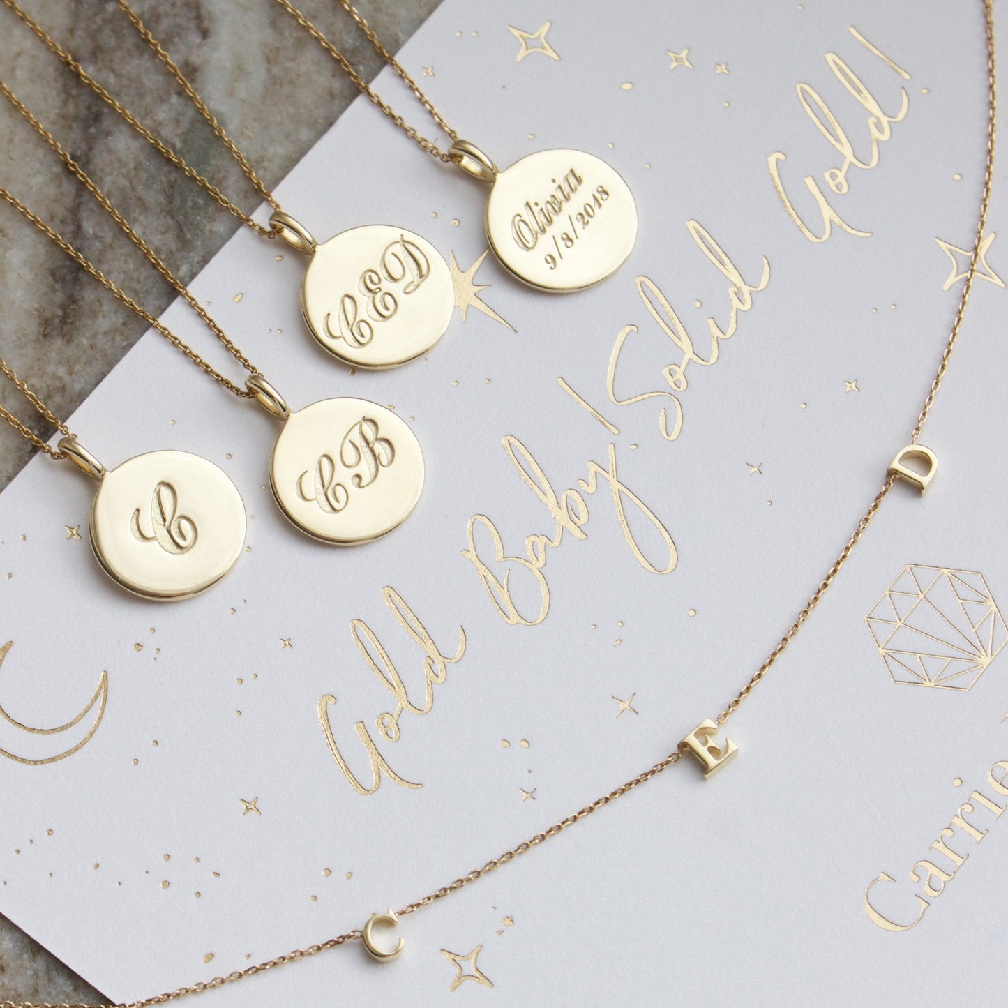 Custom Made Initial Necklace In 9k Solid Gold Necklace Pink City