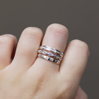 Moonstone Marquise Gemstone Stacking Ring in Sterling Silver Ring Malya