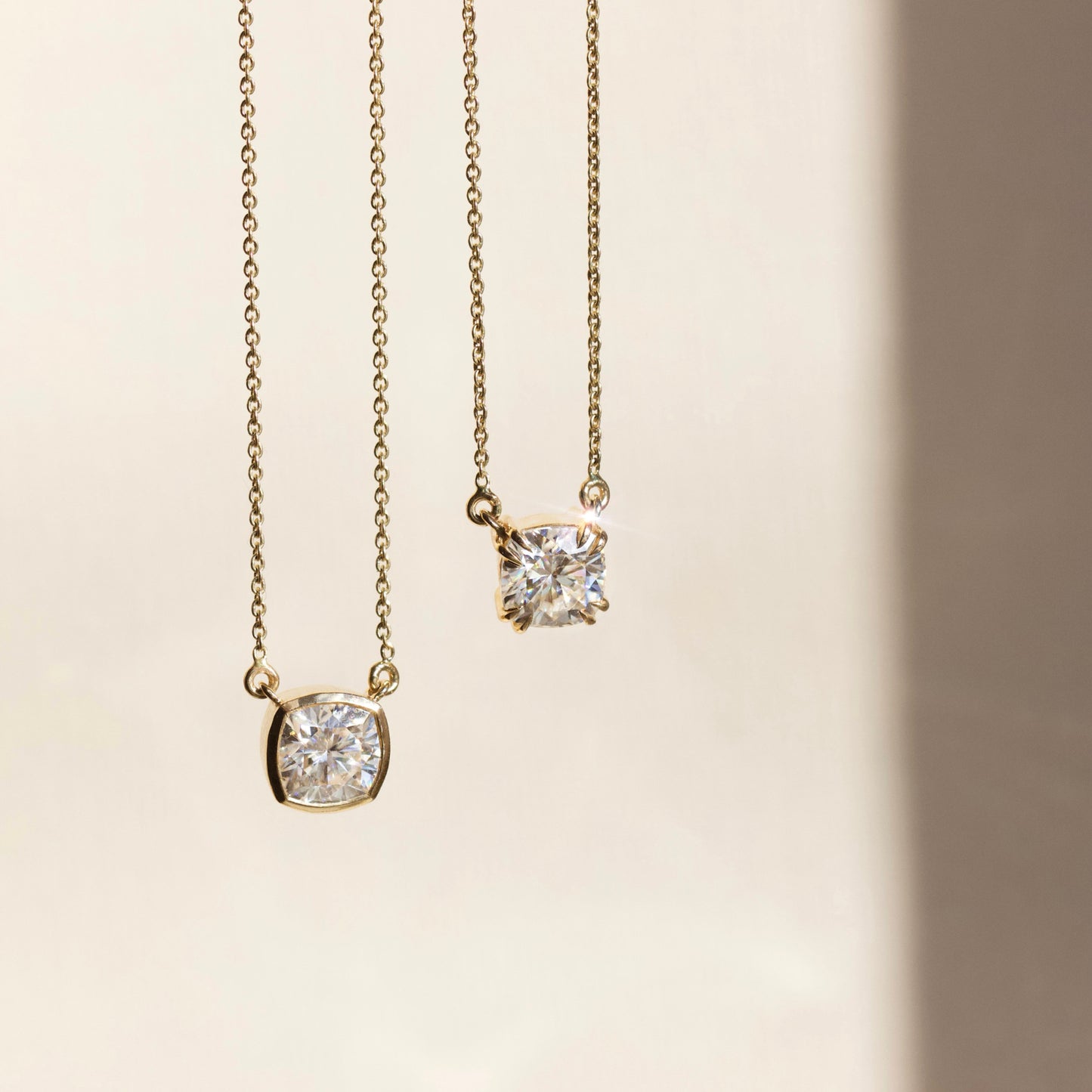 Carrie Elizabeth moissanite claw necklace in solid 9k gold