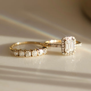 Carrie elizabeth Moissanite and diamond ring in 14k solid gold
