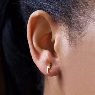 Lightning Bold Studs In 14k Gold Vermeil Earrings Pink City