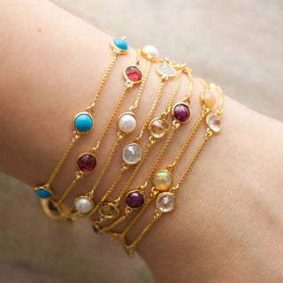 Dainty Semi Precious Birthstone Bracelet