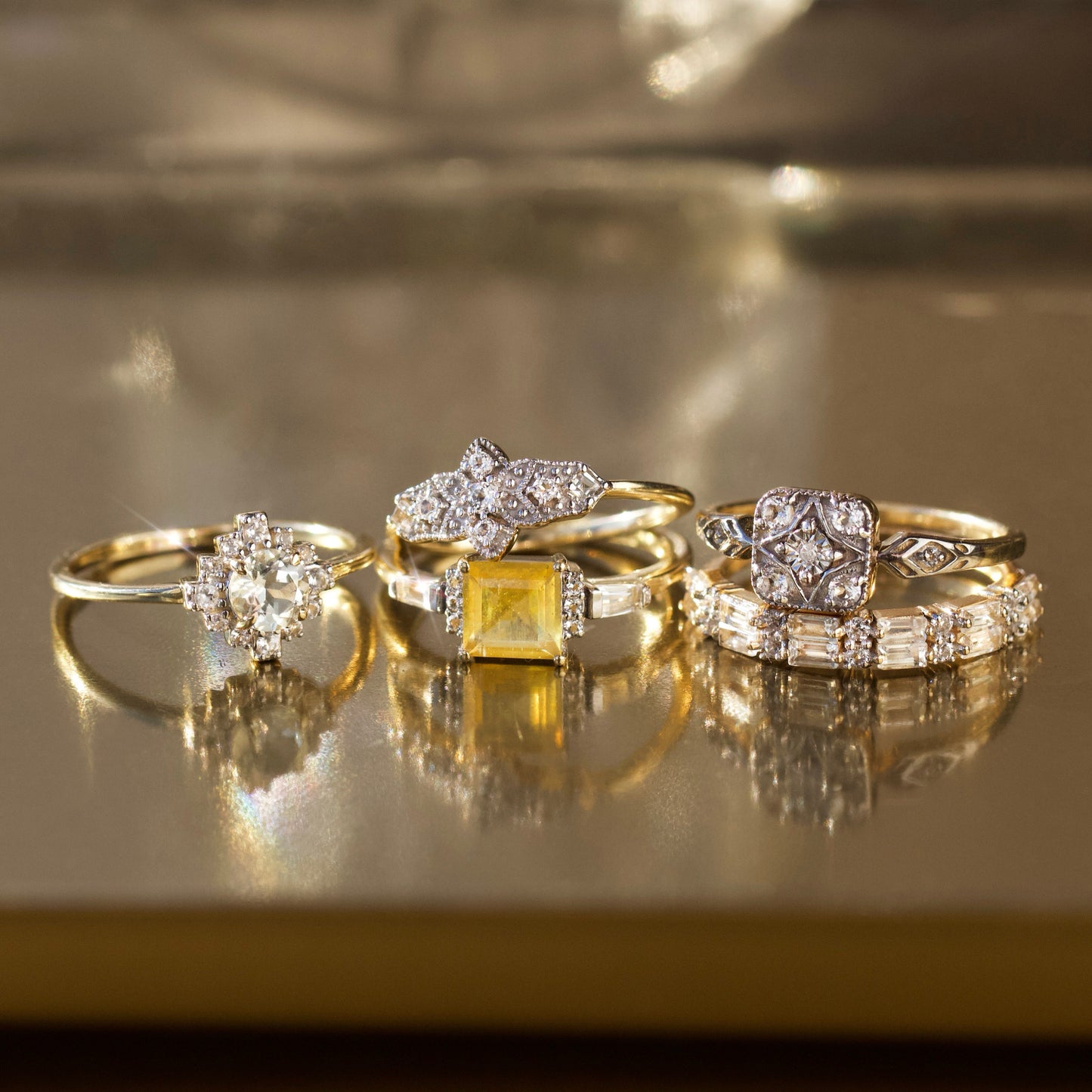 carrie elizabeth white topaz baguette solid gold ring