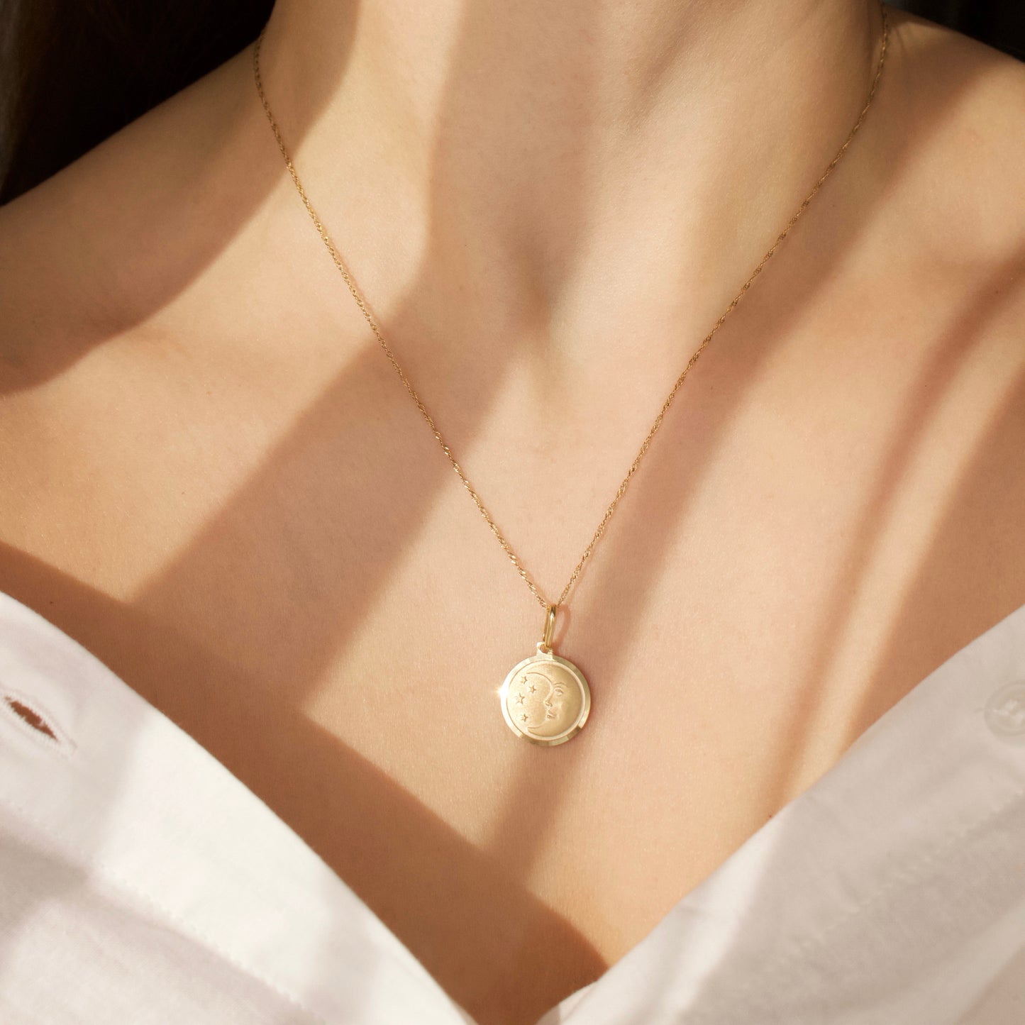 Sun & Moon Pendant in 9k Solid Gold - Necklace - Carrie Elizabeth