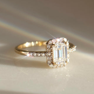 Carrie elizabeth Moissanite and diamond ring in 14k solid gold