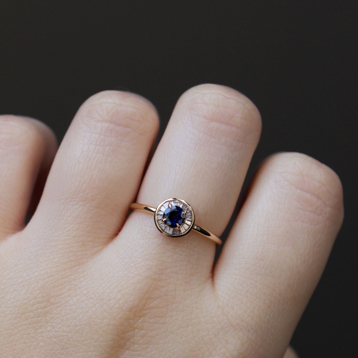 9k Solid Yellow Gold Evil Eye Sapphire and Diamond Ring Ring VJI