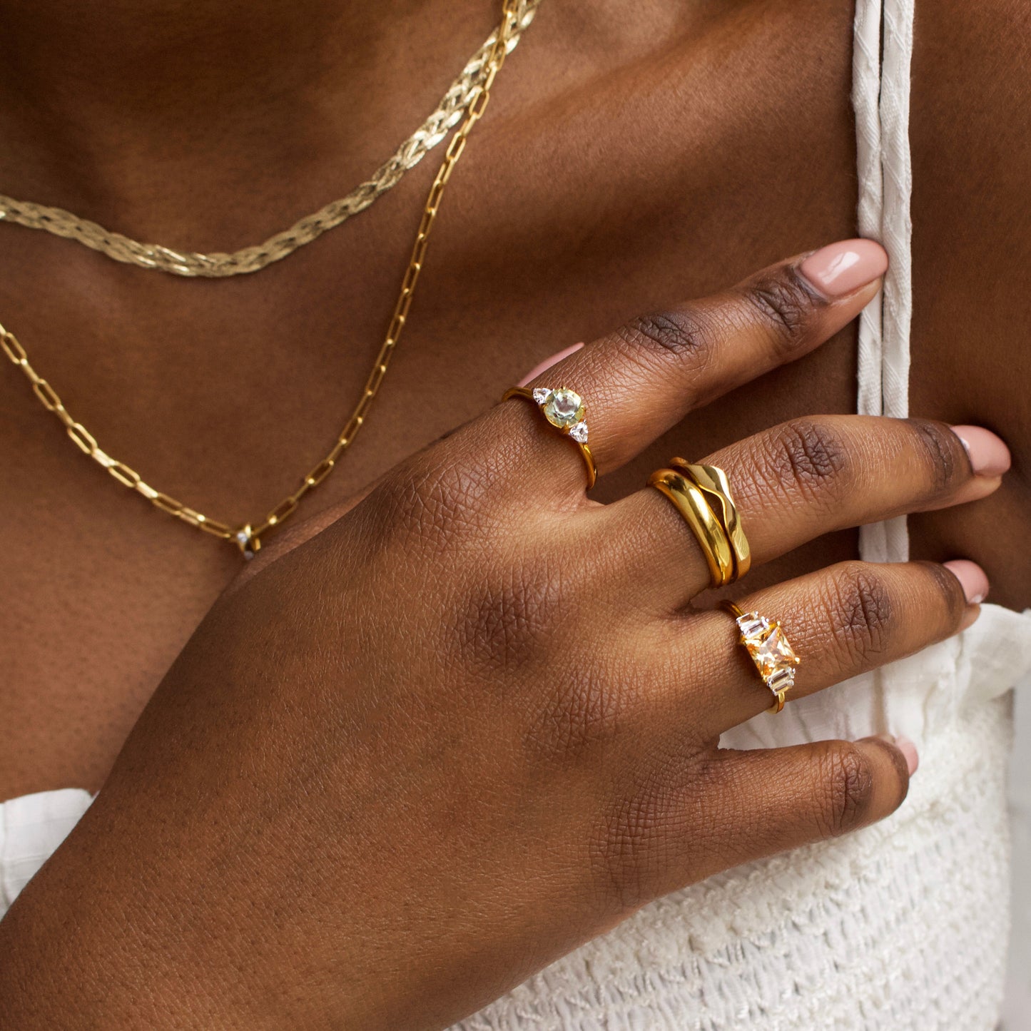 Carrie elizabeth green amethyst and cz gold vermeil ring