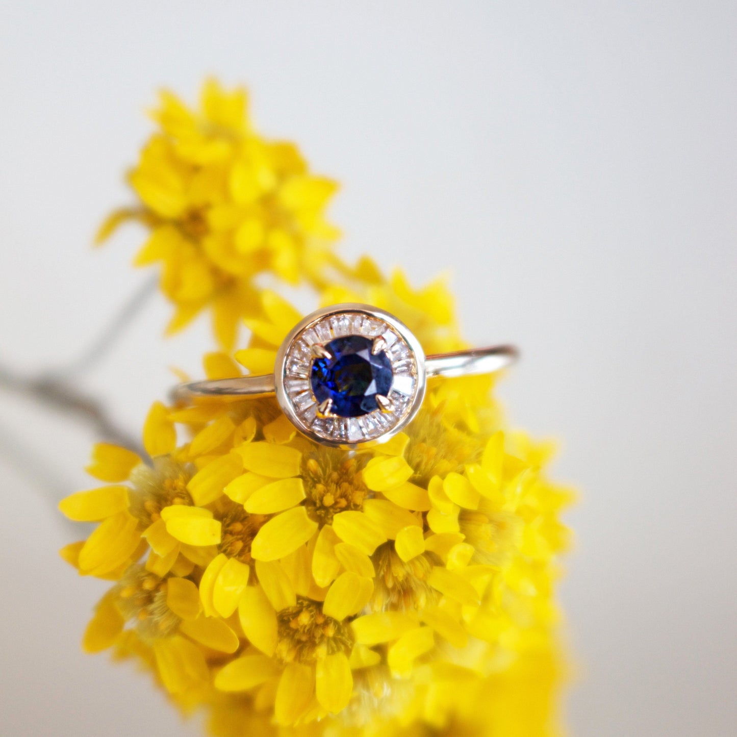9k Solid Yellow Gold Evil Eye Sapphire and Diamond Ring Ring VJI