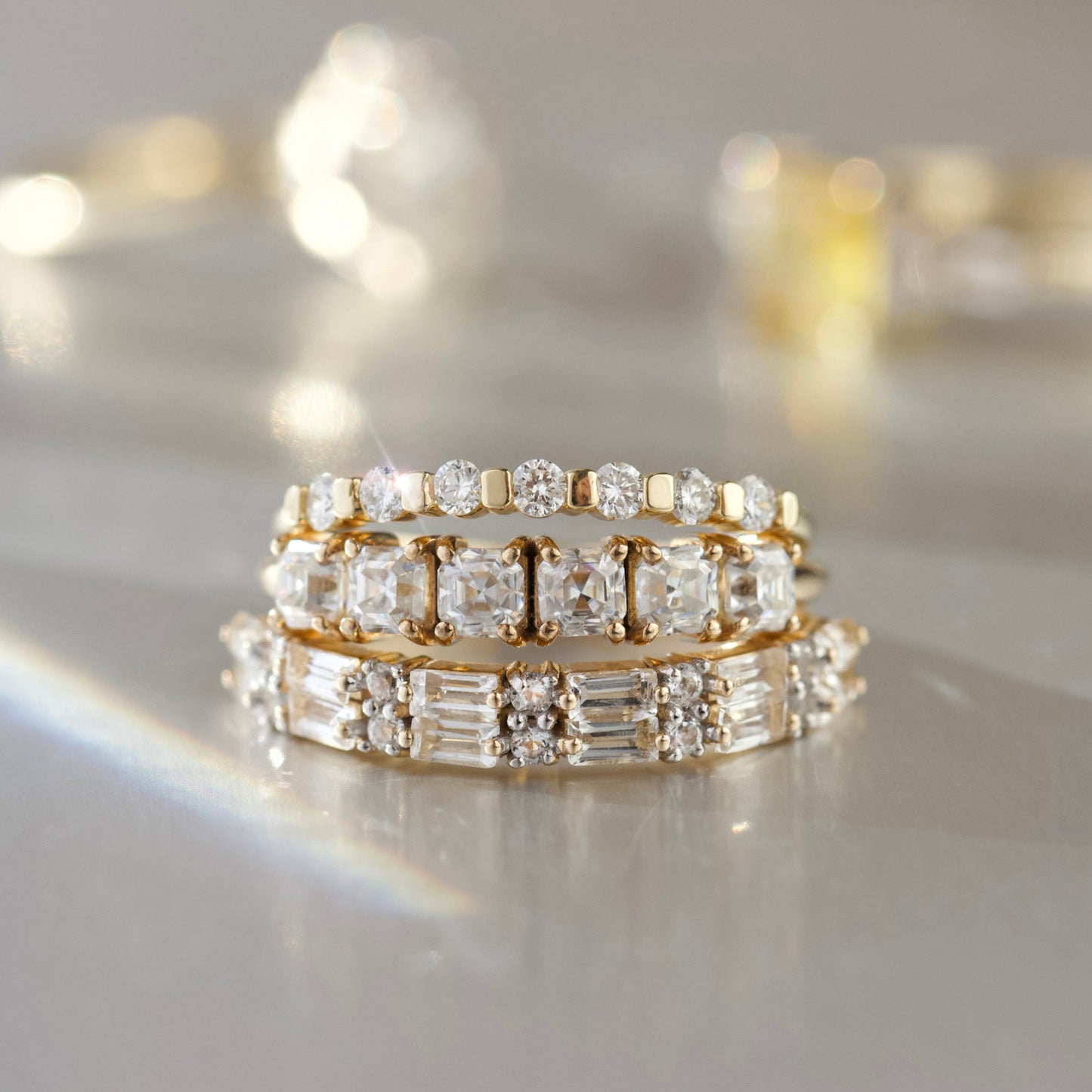 carrie elizabeth white topaz baguette solid gold ring