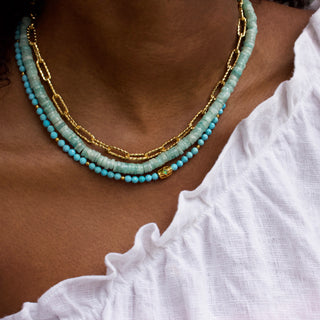 carrie elizabeth statement tyre amazonite beaded necklace