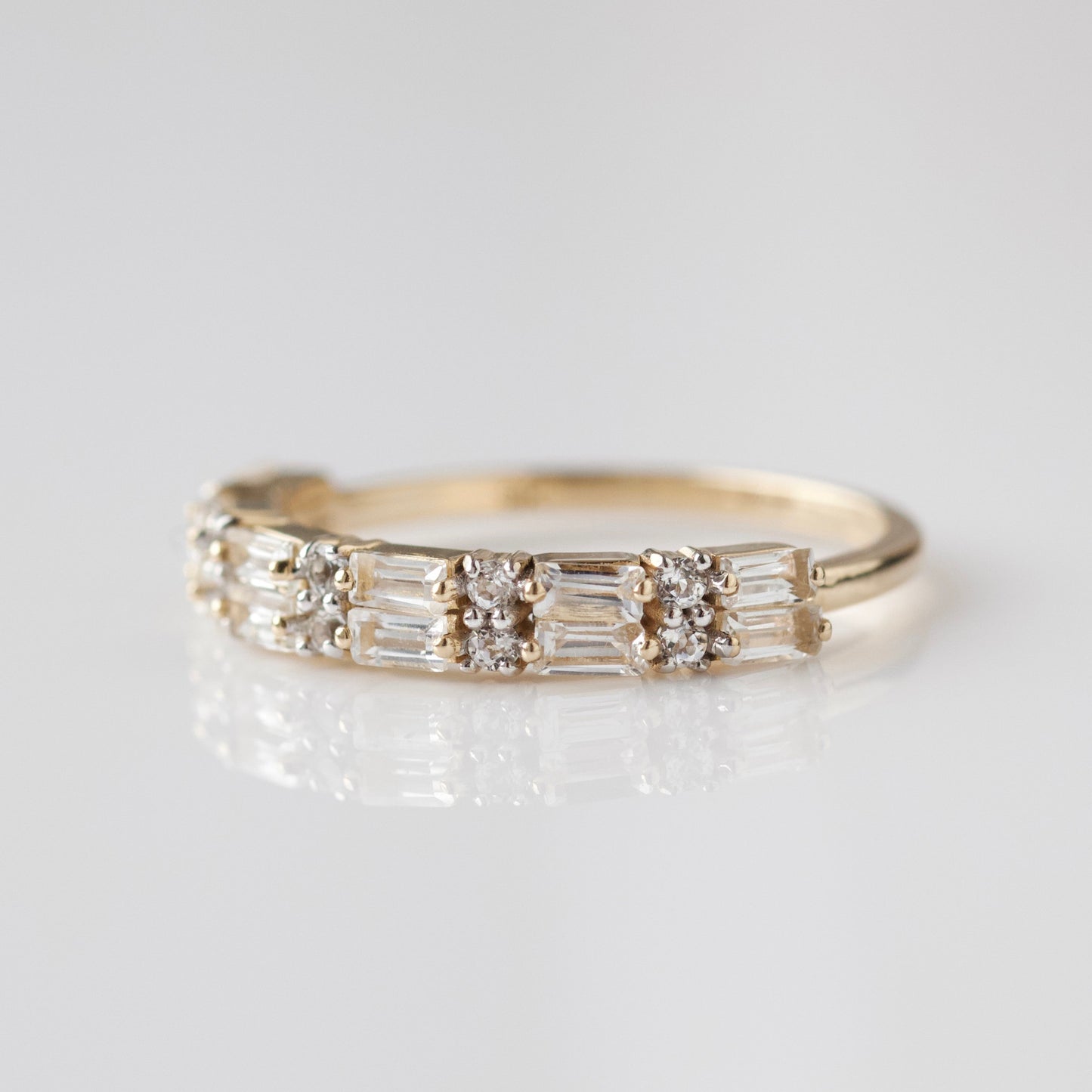 carrie elizabeth white topaz baguette solid gold ring