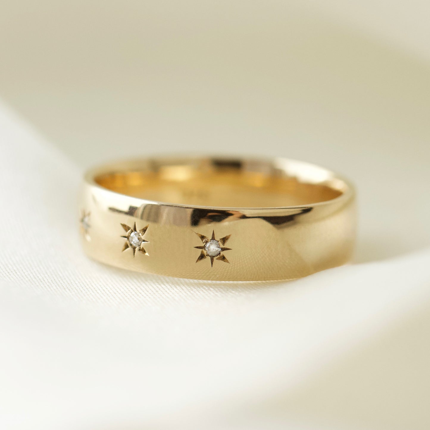 Carrie Elizabeth Solid Gold Custom chunky Diamond Band Ring