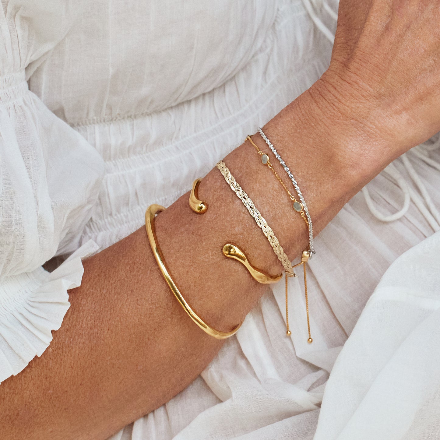 Wavey Cuff Bangle In Gold Plating - Bracelet - Carrie Elizabeth