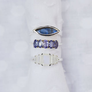 Sterling Silver Moonstone Deco Ring Ring PINK CITY