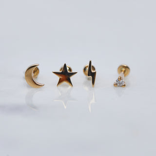 Crescent Moon Single Earring In 9k Solid Gold - Earrings - Carrie Elizabeth