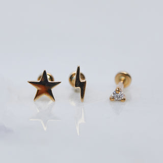 Lightning Bolt Earring In 9k Solid Gold - Earrings - Carrie Elizabeth