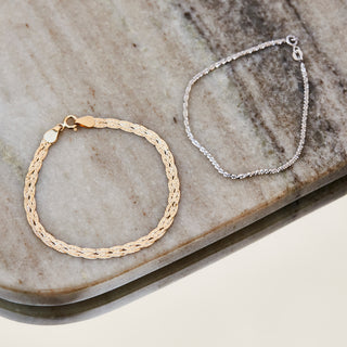Diamond Cut Braid Chain Bracelet in 9k Solid Yellow Gold - Bracelet - Carrie Elizabeth
