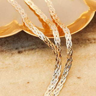Diamond Cut Braid Chain Necklace in 9k Solid Yellow Gold - Necklace - Carrie Elizabeth