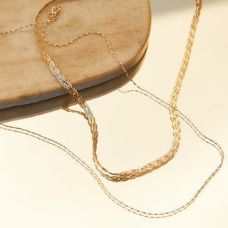 Diamond Cut Braid Chain Necklace in 9k Solid Yellow Gold - Necklace - Carrie Elizabeth