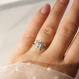 Carrie elizabeth Moissanite and diamond ring in 14k solid gold