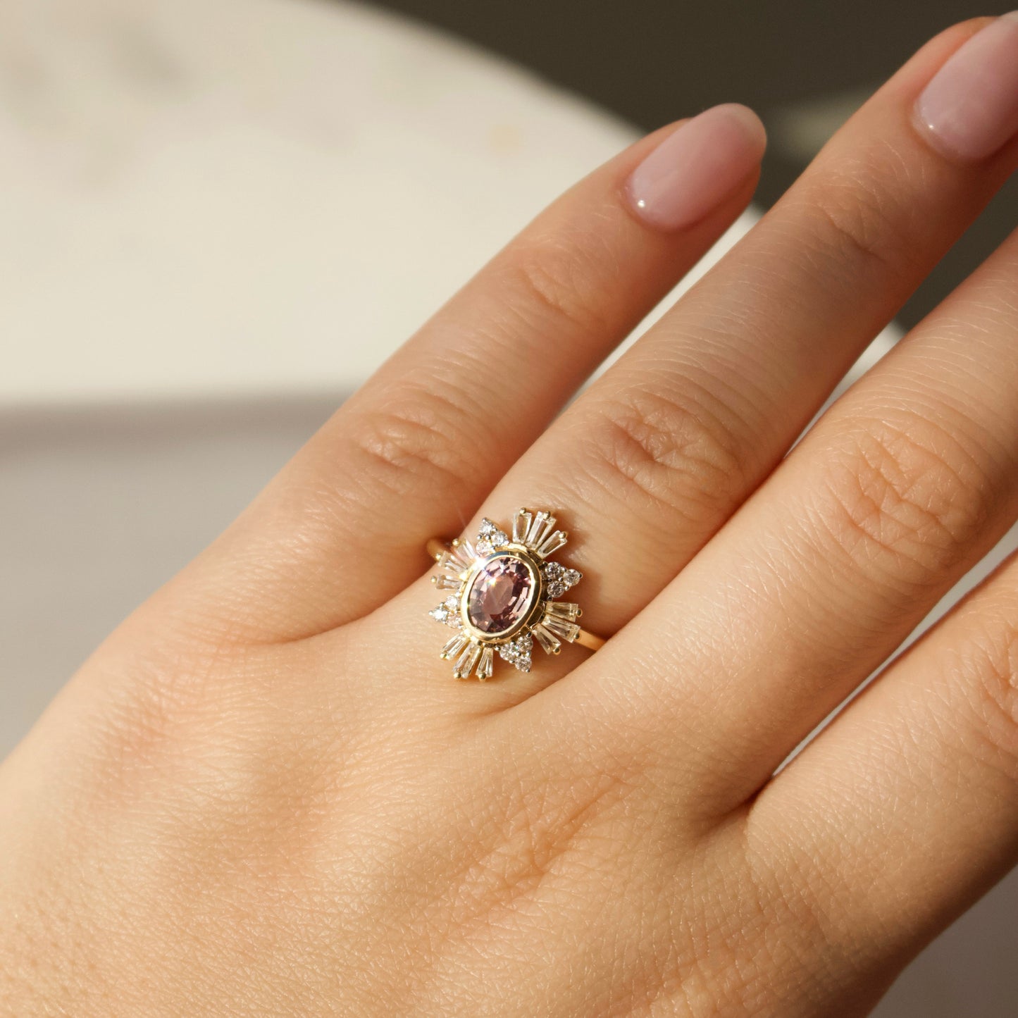 Carrie Elizabeth Sapphire Engagement Ring In 14k Solid Yellow Gold