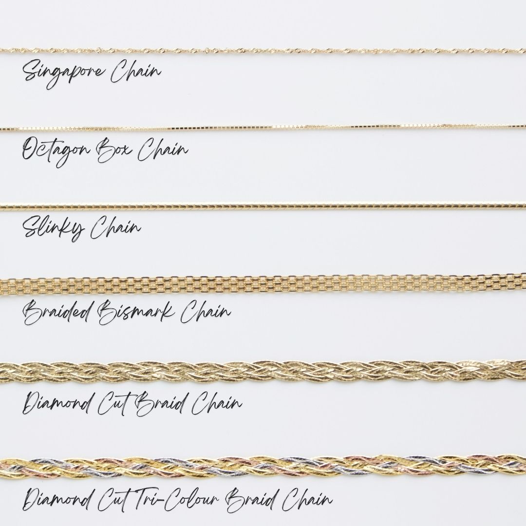 Diamond Cut Tri-Colour Braid Chain Necklace
