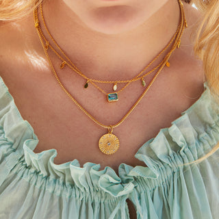 Carrie elizabeth gold plated Green Amethyst Coin Pendant