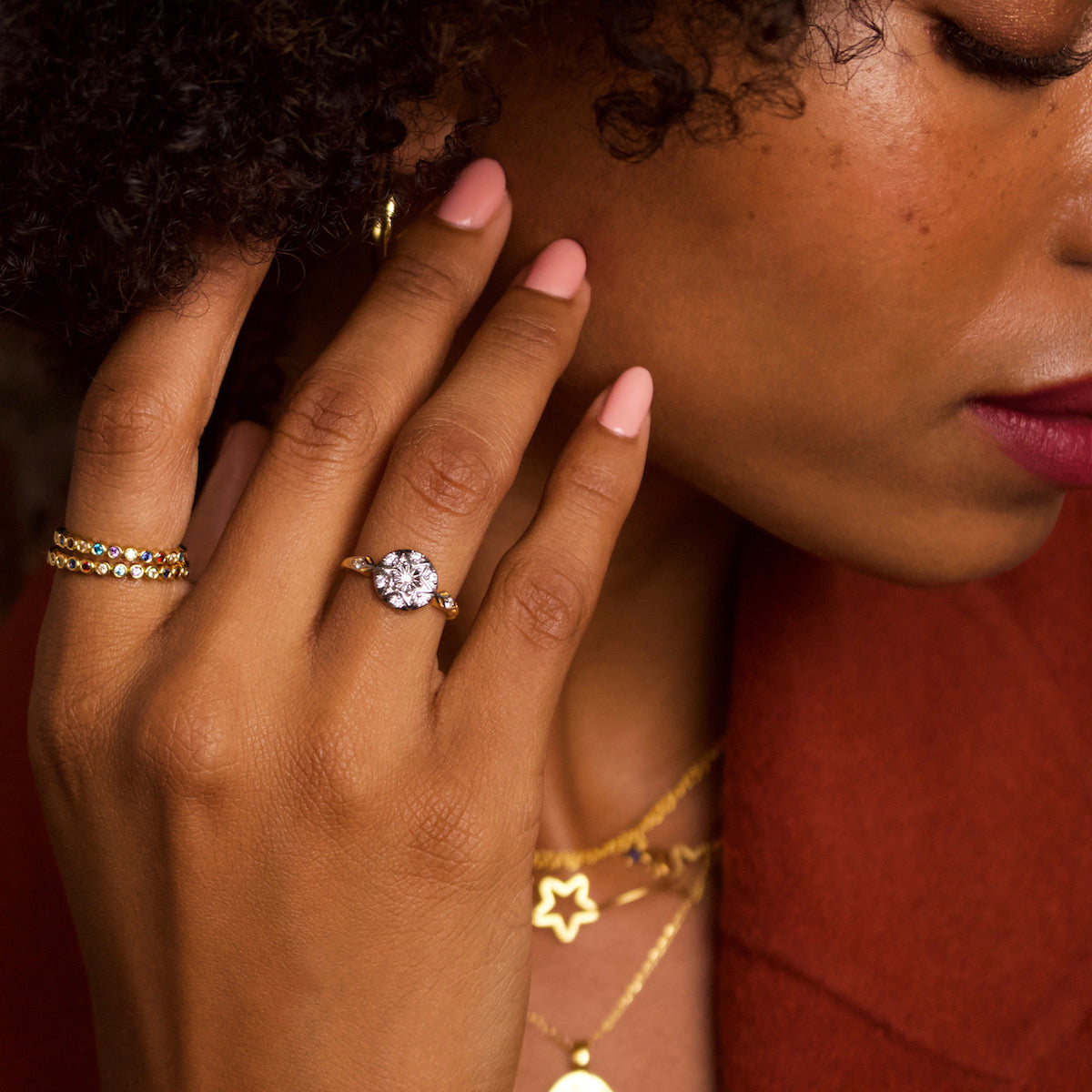 Stunning gold vermeil rings crafted by Carrie Elizabeth Jewellery