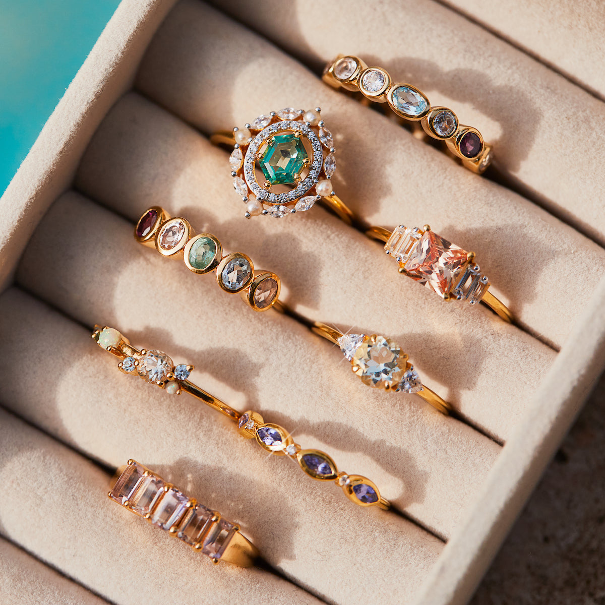 Carrie elizabeth green amethyst and cz gold vermeil ring