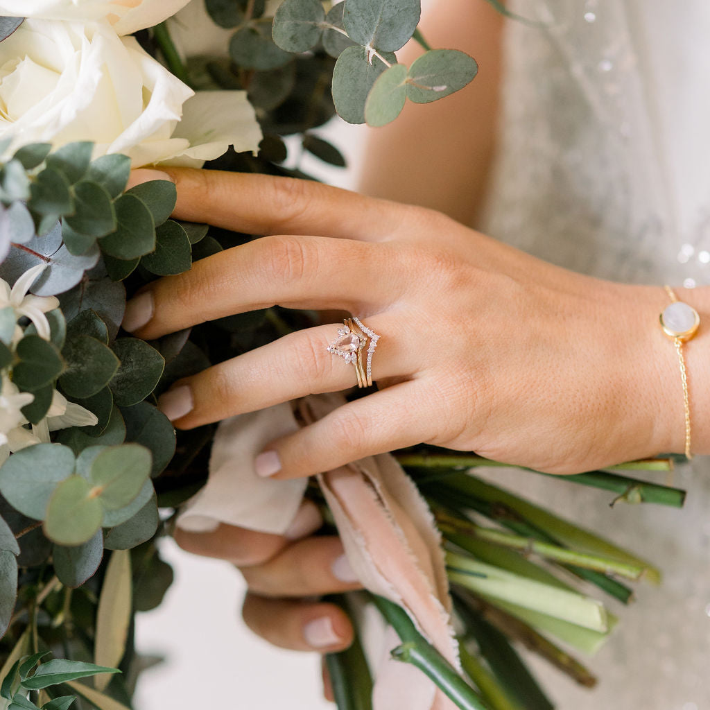 Penelope Morganite & Diamond Ring Set