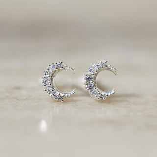Celestial Moon Stud Earrings in Sterling Silver EARRING Malya