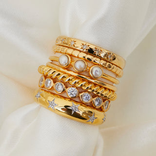 Simple Star Set Diamond Band In Gold Vermeil - Ring - Carrie Elizabeth