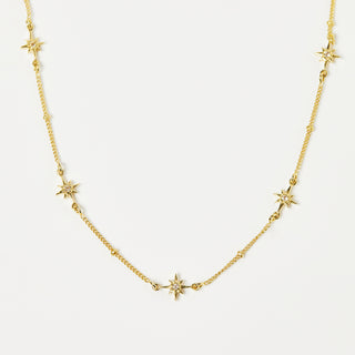 Dainty White Topaz Star Chain In Gold Vermeil - Necklace - Carrie Elizabeth