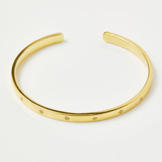 Diamond Star Set Cuff In Gold Plating - Bracelet - Carrie Elizabeth