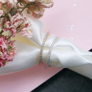 Sterling Silver Diamond Pave Eternity Band- UPDATED Ring Pink City