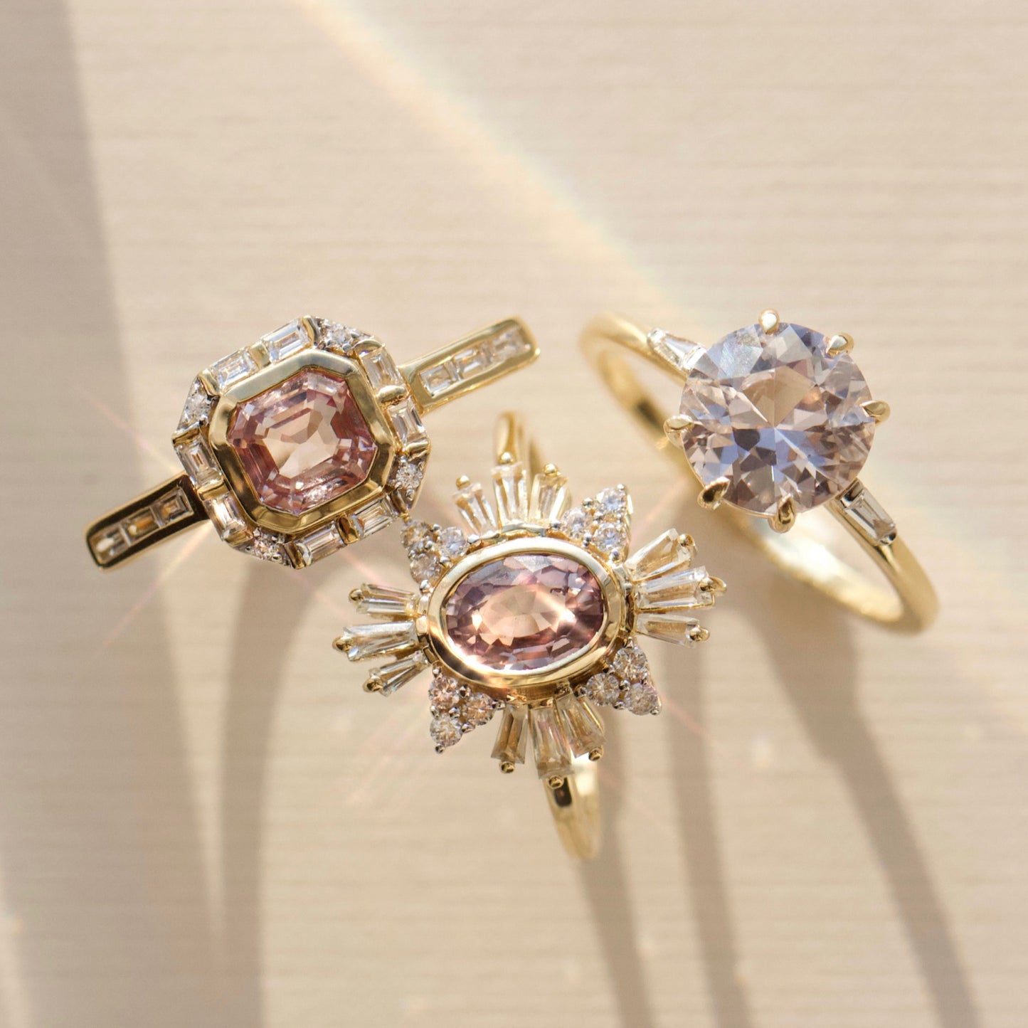 Carrie Elizabeth Sapphire Engagement Ring In 14k Solid Yellow Gold