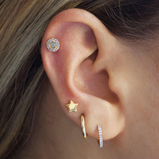 9k Solid Gold Huggie Hoop Earring - SINGLE Earrings Pink City