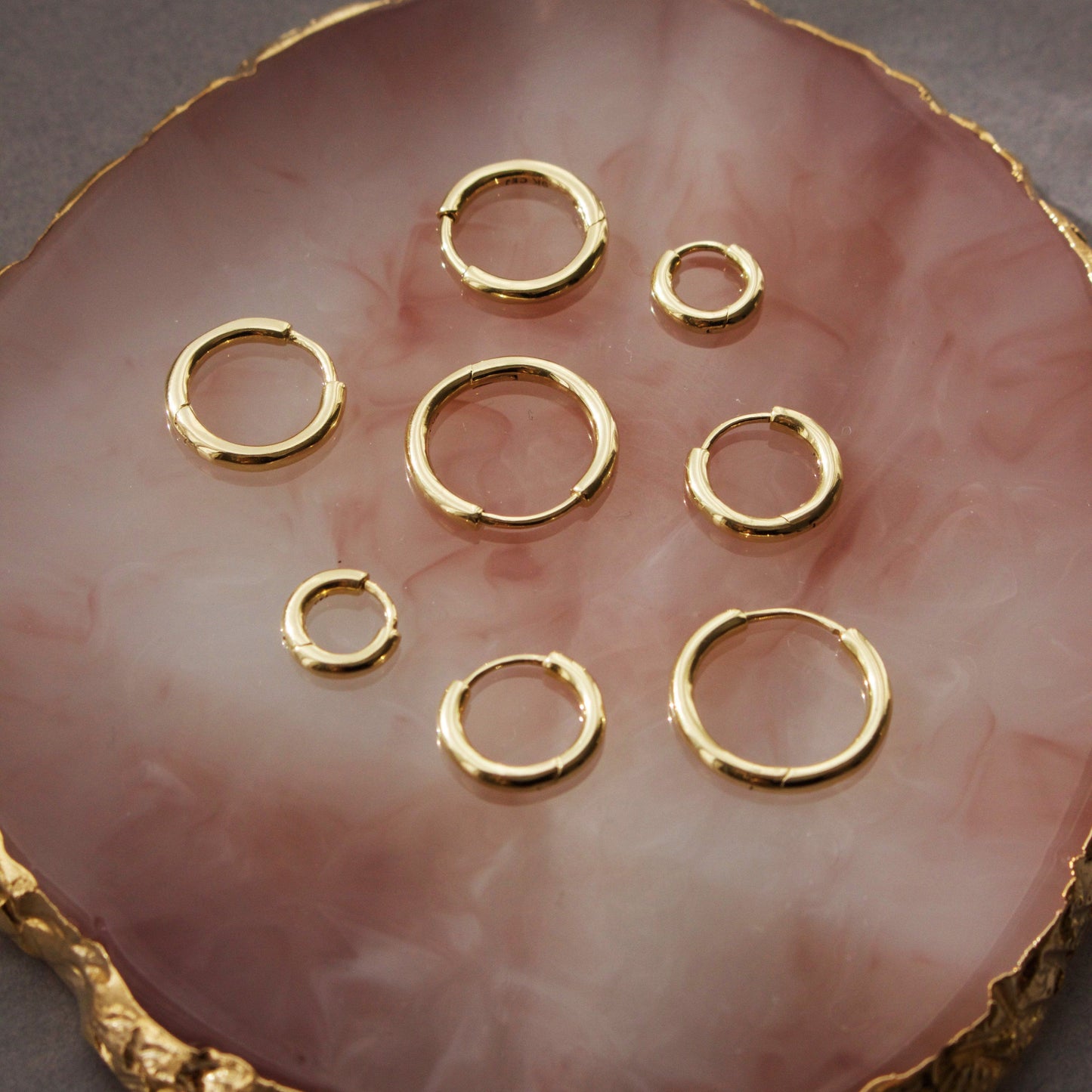 9k Solid Gold Small Hoop Earrings -SINGLE Earrings Pink City