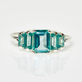 Fern Green Topaz Deco Ring in Sterling Silver - Ring - Carrie Elizabeth