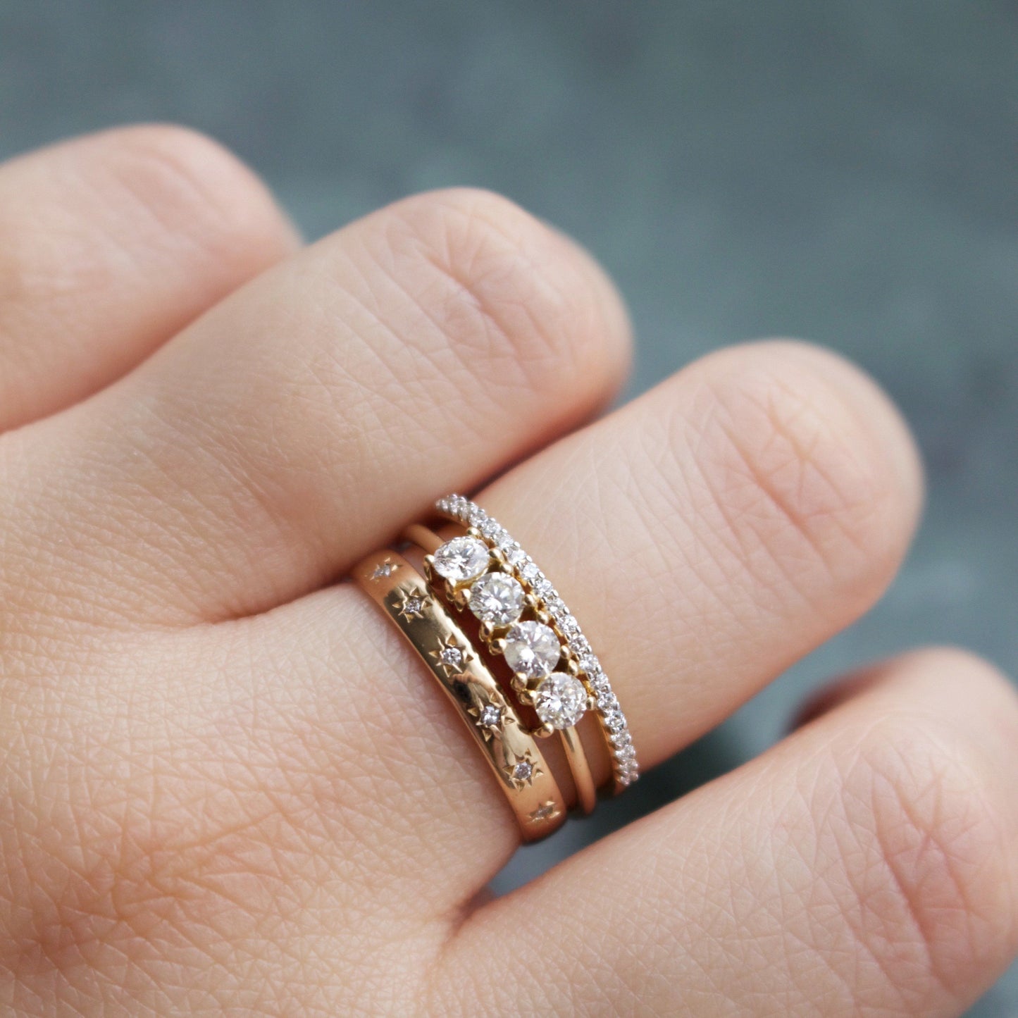 9k Solid Yellow Gold Full Cut Diamond Ring Ring Malya